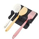 Spoon Rest, Spoon Holder for Kitchen, Silicone Kitchen Gadgets Cooking Utensil Holder with Drip Pad and Four Slotted Positions for Spatulas, Spoons, Chopsticks, Ladles, Brush& More.(Black)