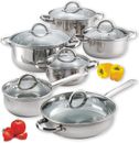 Home Kitchen Cookware Sets, 12-Piece Basic Stainless Steel Pots and Pans,