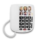 SMPL Hands-Free Dial Corded Phone with Photo Memory, One-Touch Dialing, Large Buttons, Flashing Alerts - for Seniors, Hearing Impaired