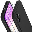 Losvick Case for iPhone 11 with 2 x Tempered Glass Screen Protector, Liquid Silicone iPhone 11 Case Soft TPU Slim Gel Rubber, Shockproof Anti-Scratch Bumper Phone Case Cover for iPhone 11, Black