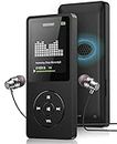 MP3 Player with FM Radio and Voice Recorder, Ultra Slim Music Player with Video Play Text Reading and Build-in Speaker Support up to 128GB, Earphone Included (Black)