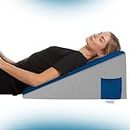 Sleepsia Orthopedic Memory Foam Bed Wedge Incline Pillow for Neck & Back Pain Support - Sleeping, Acid Reflux, Heartburn, GERD, Reading, Post-Surgical, Leg Elevation (Blue/Grey, Memory Foam)