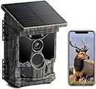 VOOPEAK Solar Trail Cameras 46MP 4K 30FPS, Bluetooth WiFi Trail Camera 0.1s Trigger Time with 120° Detection Angle Night Vision Motion Activated IP66 Waterproof for Wildlife Monitoring