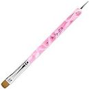 Ivy L Premium 2 Way French Gel Acrylic Nail Art Kolinsky Brush with Dotting Tool for Professional Manicure Cuticle Clean up Nail Art Design (Size # 16, Pink Marble)
