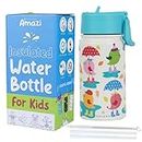 SOLARA Trinkflasche für Kinder | Kinder-Wasserflasche für Mädchen | Sipper Flasche für Kinder | Thermosteel Kinderflasche | Edelstahl-Wasserflasche für Kinder | Strohflasche für Kinder | Vögel