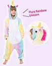 Kids Onesie Fluro Rainbow Unicorn Animal Kigurumi Pajamas Unisex Sleepwear 