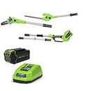 Greenworks Pole Saw and Hedge Trimmer 2-in-1 Kit with 4Ah Battery and Charger, 40 V