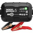 NOCO GENIUS5AU, 5A Smart Battery Charger, 6V and 12V Portable Car Battery Charger, Battery Maintainer, Trickle Charger and Desulfator for Automotive, Motorcycle, Motorbike, AGM and Lithium Batteries
