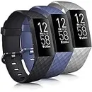 Tobfit Band Compatible with Fitbit Charge 4 Bands & Fitbit Charge 3 Bands, Classic Sport Wristbands Accessory Small Large Adjustable Replacement Strap for Fitbit Charge 4 & Fitbit Charge 3 & Fibit Charge 3 SE Fitness Tracker (3 PCS-05 Black+Navy blue+Grey, Large)