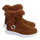 LinZong Women's Winter Ankle Fur Lined Boots,Platform Faux Fur Snow Boots,Zipper Thermal Ankle Boots,Non Slip Waterproof Outdoor Shoes for Women (40, Brown)