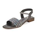 Snasta Women Open Toe Flats Grey Fashion Sandals-6 UK