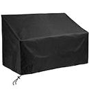 iSun 2/3/4 Seater Garden Bench Cover - Extra Large, Elasticated Long Patio Chair Covers, XL Waterproof Heavy Duty, Black for Outdoor Furniture Protection, Love Seat Protector with Storage Bag