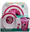 Minnie Mouse 3pc PP Dinner Set in Open Box (Plate, Bowl and Cup)