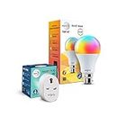Wipro 16A Smart Plug-Suitable For Large Appliances-Gysers, Microwave Ovens, Air Conditioners-White + Wipro B22 12.5W Wi-Fi Smart LED Bulb with Music Sync for Amazon Alexa & Google Assistant
