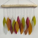 Garden Outdoor Recycled Beach Glass Leaf Style Wind Chime Home Decor Windchime