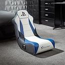 X-Rocker Officially Licensed PlayStation Geist 2.0 Gaming Chair, Comfy Folding Floor Seat with Speakers, PU Leather for PS4, PS5, PC, Mobile - WHITE/BLUE