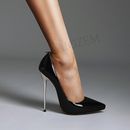 Women Heels Patent Leather 11-13CM Pointy Toe Pumps Metal  Party Shoes 34-43