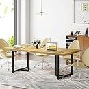 Tribesigns Conference Table 6FT Meeting Table, Large Table Boardroom Desk Seminar Table Rectangular Meeting Room Table for Office Conference Room, 70.8L x 31.5W x 29.5H, Rustic Oak & Black