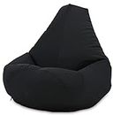 Beautiful Beanbags Adult Highback Beanbag Large Bean Bag Chair for Indoor and Outdoor Use - Water Resistant- Perfect Lounge or Gaming Chair - Home or Garden Bean Bag - Manufactured in UK (Black)
