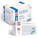 Basic Medical Synmax Vinyl Exam Gloves - Latex-Free & Powder-Free - Medium, BMPF-3002(Case of 1,000) Blue