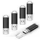 1GB USB Flash Laufwerk 5 Stück Speichersticks - Mini Metall USB 2.0 Stick 1 GB 5er Pack Tragbar Billige Pendrive - Schwarz Externe Geräte Datenspeicher für Firma Werbung von Datarm