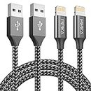 iPhone Charger Cable 2M/6.6FT 2Pack Lightning Cable Nylon iPhone Fast Charger Cable Lead for iPhone 14 13 12 11 Pro Max XS XR X 8 7 6 Plus 5 5s SE