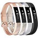 Tobfit for Fitbit Alta HR Bands/Fitbit Alta Band Large Small Straps Varied Colors and Editions for Fitbit Alta HR Fitbit Alta ((Buckle Edition) Black+Champagne Gold+Silver+Rose Gold, Small)