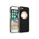 GetTechGo Logo View Back Case Cover Compatible for iPhone 6 | Gold Electroplated Frame | Slim Shockproof | Soft TPU (Black)