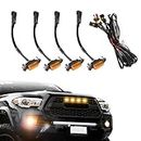 4PCS Led Amber Lights, Bright Amber light, Grill Led Lights with Wire Harness, Front Grille LED Lights, Car Accessories Waterproof LED Front Grill Lights for 2016-2019 Toyota Tacoma TRD PRO Front Gril