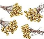 Vital Creations Artificial Golden Holly Berries for Christmas Tree Ornaments Xmas Tree hangings Ornaments for Christmas Tree Decoration Item Christmas Party Props Favors Pack of 100