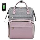 LOVEVOOK Laptop Backpack for Women Fashion Business Computer Backpacks Travel Bags Purse Doctor Nurse Work Backpack with USB Port, Fits 15.6-Inch Laptop Grey-Light Purple