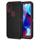 Moto G Pure 2021 Case, Jiunai 2 in 1 Heavy Duty Armor Shockproof Tough Hybrid Dual Layer Rubber Drop Protection Soft Bumper Rugged Matte Protective Phone Cover Case ONLY for Moto G Pure 2021 Black Red