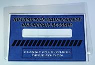 4x4 Automotive Oil Fluid Filter Maintenance Repair Record Log book Vinyl Sleeve