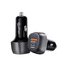 pTron Bullet Zip Mini 52.5W Car Charger with Dual Output, Super Fast Charging Compatible with Samsung, Xiaomi, Apple, MacBook, iPad, Oppo, Vivo, OnePlus, 30W Type-C/PD & 22.5W USB QC 3.0A (Black)