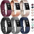 6 Pack Sport Bands Compatible with Fitbit Charge 2 Bands, Adjustable Replacement Wristbands for Women Men Small Large (6 Pack A, Small)