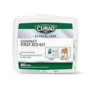 Curad Compact First Aid Kit with Over-The-Counter Medicine,All Purpose,Flex-Fabric and Butterfly Bandages,Antibiotic Ointment,Cleansing Towelettes,Alcohol Prep Pads,Acetaminophen,Carry Case, 80 Count