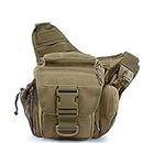 Klau Sport Outdoor Military Women and Men's Multi-functional Tactical Messenger Shoulder Bag with Patch for Hunting Hiking Climbing Khaki
