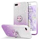 iPhone 8 Plus Case,iPhone 7 Plus Case,DUEDUE Glitter Bling Sparkly Cute Phone Cover with Ring Kickstand Shockproof Soft TPU Slim Full Body Protective Case for iPhone 7 Plus/8 Plus for Women Girls,Purple