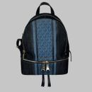 Michael Kors Rhea Medium Denim Logo Backpack Blue Zip Adjustable Straps