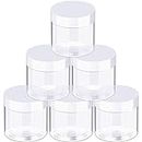 6 Pack Clear Container with Lids Small Plastic Pot Jars Wide Mouth Round Leak Proof Plastic Container Jars with Lid for Travel Storage, Eye Shadow, Nails, Paint, Jewelry (White,3 oz)