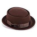 Pork Pie Hats for Men/Women, 100% Wool Felt Hat Stout Porkpie Breaking Bad Hat Flat Top Fedora Hats Boater Derby Crushable, Tan+tan, Medium