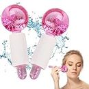 2 PCS Facial Ice Globes für Gesicht,Kühlkugeln Set für Augen & Nacken,Facial Roller für Straffen die Haut Reduzieren Schwellungen Augenringe Verbessern die Durchblutung (Rosa)