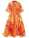 Leriya Fashion Dress for Women | One Piece Dress for Women | Beach Dress for Women (Large, Orange)