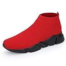 WXQ Men's Running Shoes Comfortable Lightweight Breathable Walking Shoes Mesh Workout Casual Sports Shoes, Black Red 679, 11