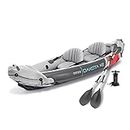 Intex Dakota K2 2 Person Inflatable Vinyl Kayak and Accessory Kit with 86 Inch Oars, Air Pump, and Carry Bag for Lakes and Rivers, Gray and Red