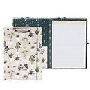 Steel Mill & Co Cute Clipboard Folio with Refillable Lined Notepad and Interior Storage Pocket, Padfolio for Work (Sage Plants)