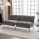 LOVSPATIO Futon Couch Bed, Convertible Sofa Bed 68" Sleeper Sofa Bed with Adjustable Backrest, Modern Loveseat Sofa Cama for Small Space, Studio, Office, Apartment, Compact Living Room（Brown）