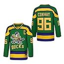 D-5 Youth Mighty Ducks Jersey #96 Conway #99 Banks Jersey,Movie Ice Hockey Jersey for Kids, #96-green, Medium