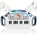 m zimoon Kids Piano Keyboard 24 Keys Toddler Toy Piano, Music Keyboard Piano Toy Multifunctional with Dynamic Lighting Musical Instruments Gift for Boys Girls Holiday Birthday Educational Toys Age 3-6