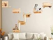 Cat Wall Shelves, Cat Wall Furniture Set, Cat Shelves and Perches for Wall, Cat Climbing Shelf Playground Set, Cat Scratching Post with 3 Steps Wall Shelf for Indoor Wall Mounted Cat Condos House